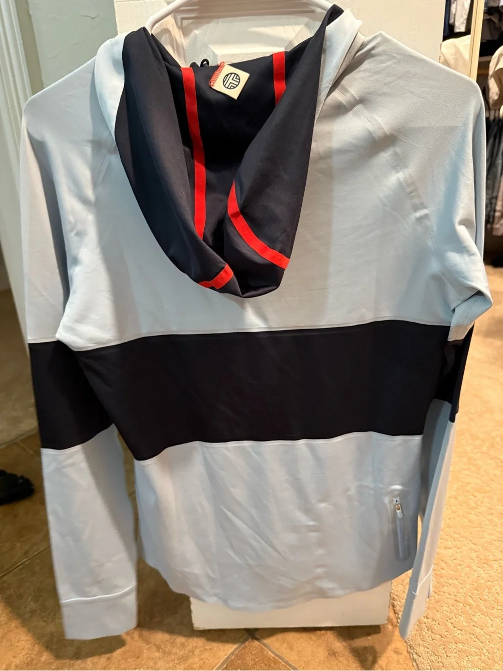 Tory Burch Light blue and navy Half-Zip Hoodie